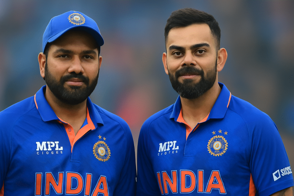 Rohit Sharma Virat Kohli India vs South Africa 1st ODI live match photo in Team India jersey